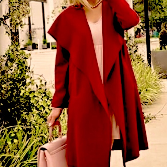 Sz M Chicwish Free Myself Woolblend Deep Red Coat - Picture 7 of 16